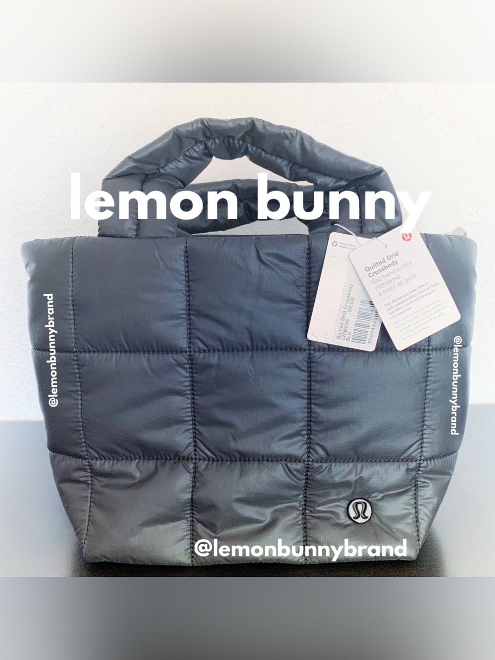 lululemon Quilted Grid Crossbody Bag in Black Neutral 5L Vol. Brand New NWT